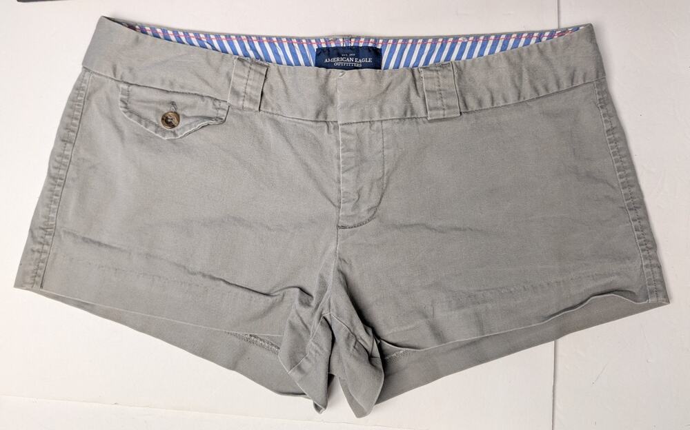 Vtg American Eagle Gray Favorite Shorts Womens Sz 8 Y2K Low Rise 2.5" 33W Micro
